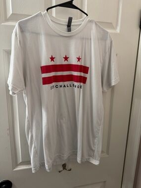 Challenge Men's White Crew Neck Tee with Red Graphic